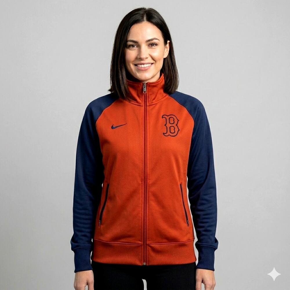 Boston Red Sox Track Jacket NIKE Womens Sz L MLB Authentic Baseball Sports Fan